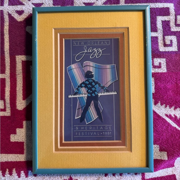 Vtg New Orleans Jazz & Heritage Festival 1981 Framed Poster KN Martin 6x9”